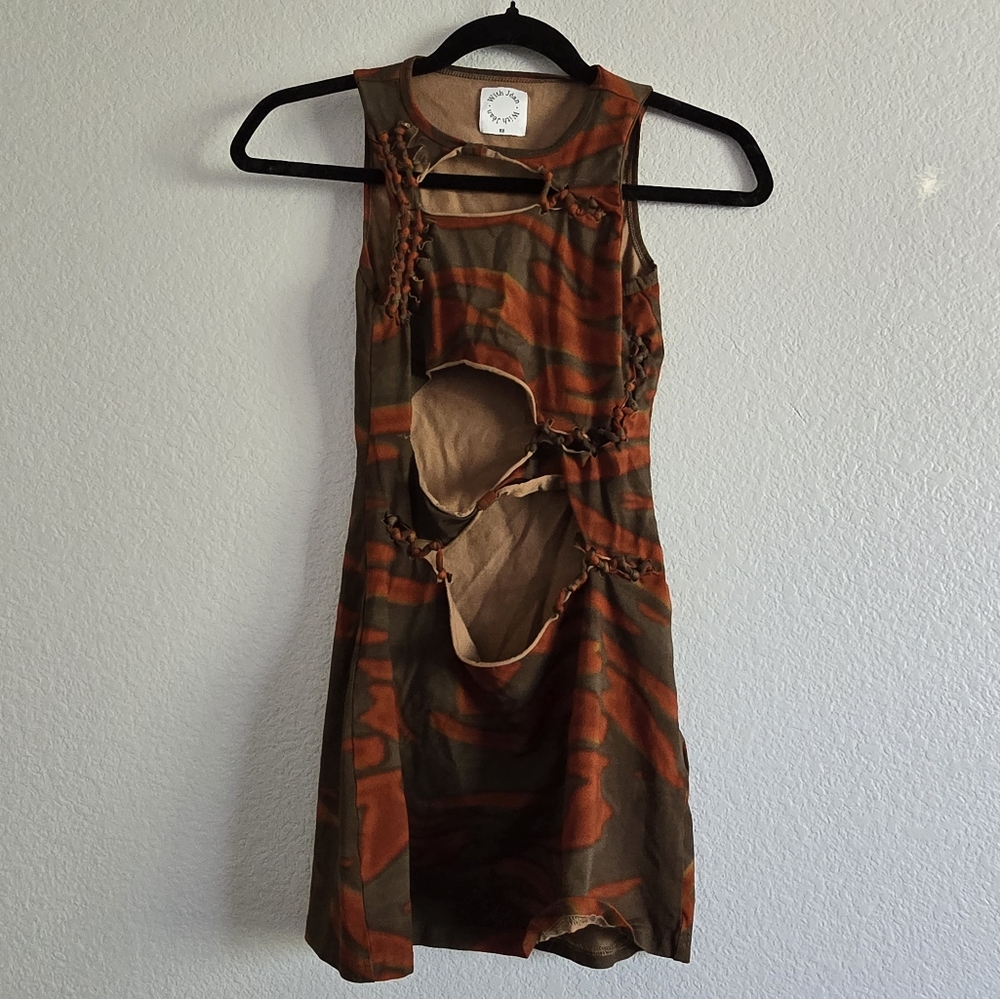 🩷✨️ With Jean Red and Brown Cut Out Ophelia Dress
